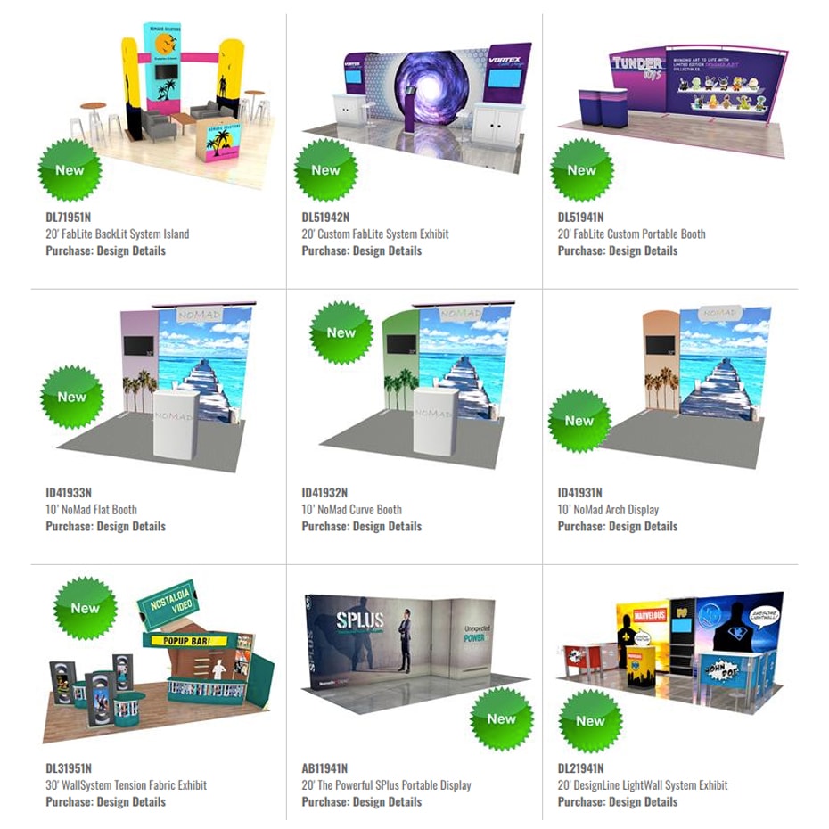 Examples of different trade show booths for sale